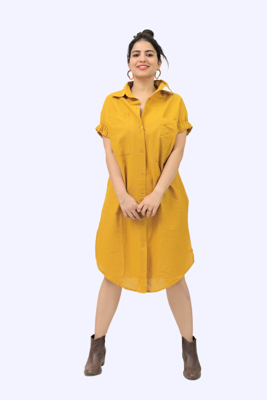 Imported Pure Cotton Shirt Midi Dress