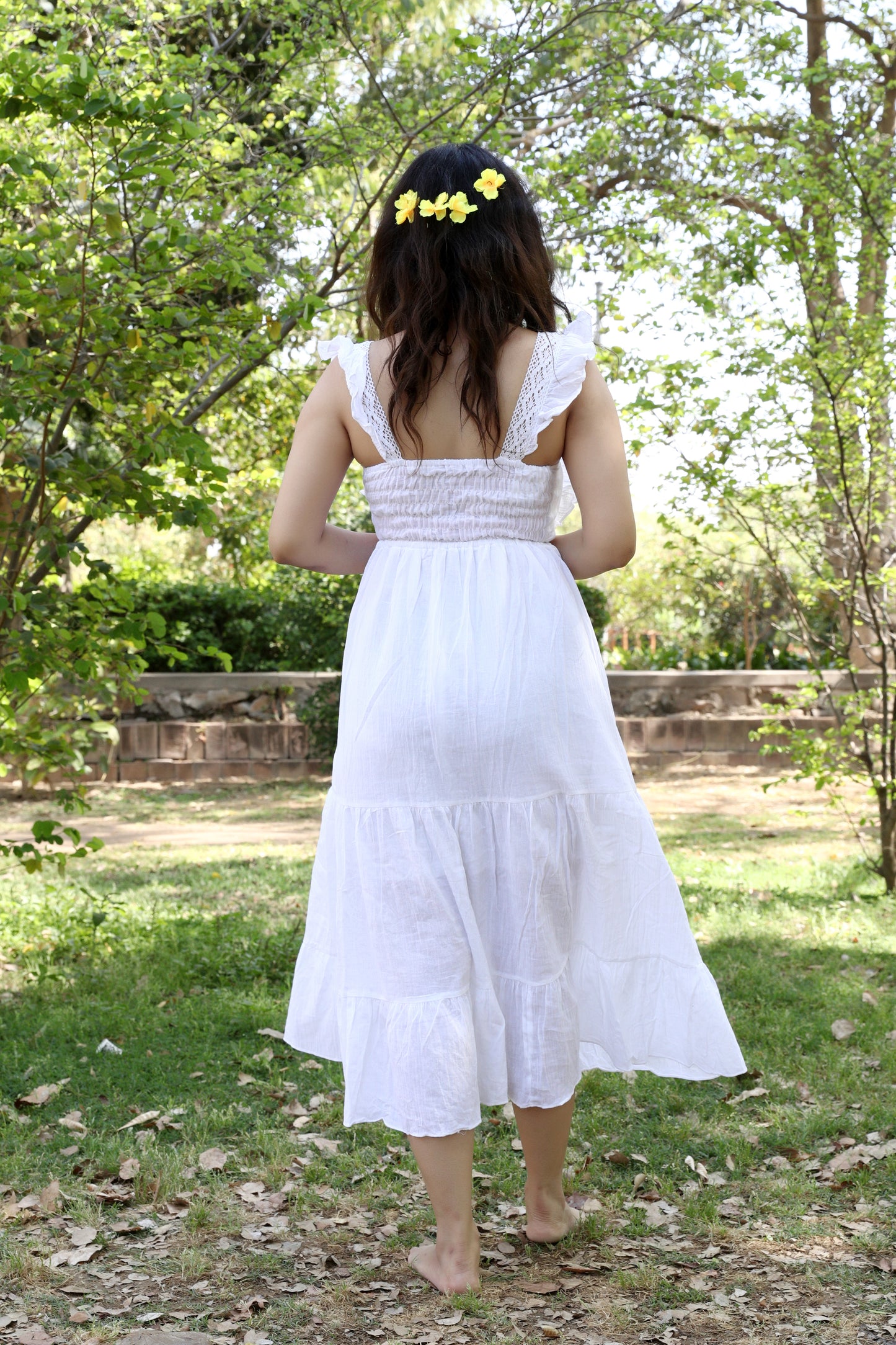 White Lacy Fit & Flare Frill Dress